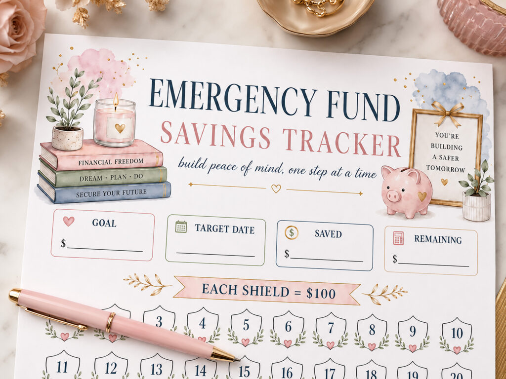 Emergency Fund Savings Tracker Printable, 5000 Savings Challenge, Budget Binder PDF, Finance Planner