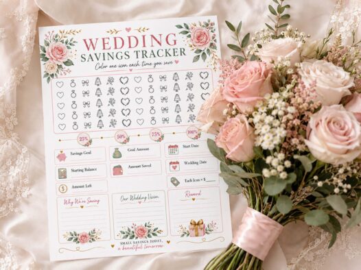 Wedding Savings Tracker Printable - Bridal Budget Planner